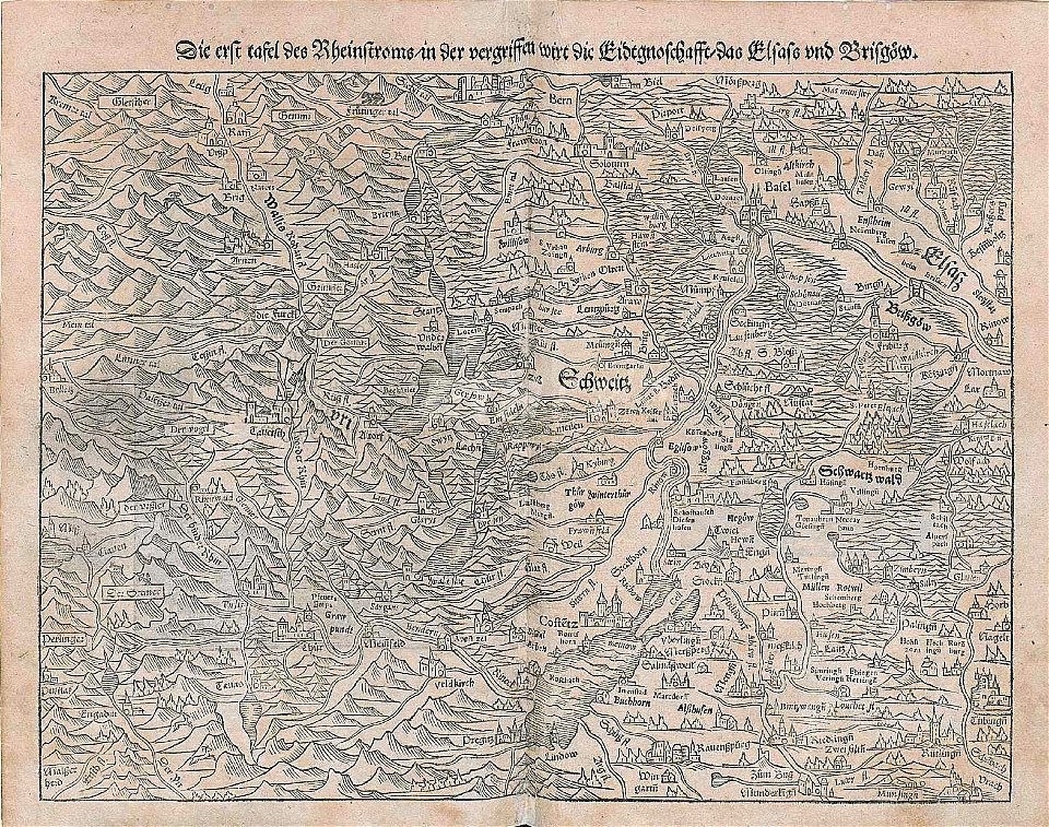 Der Rhein in Schweiz Schwarzwald und Elsass