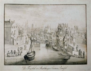 Derons, De Tigchel en Mestkaijen binnen Brussel, 1742, 15,5 x 21 cm (SAB)