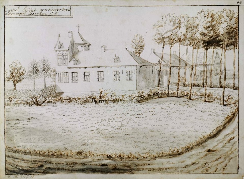 Derons, Kasteelhoeve in Laken bij het Hof van Drootbeek, 1733 (KBR)