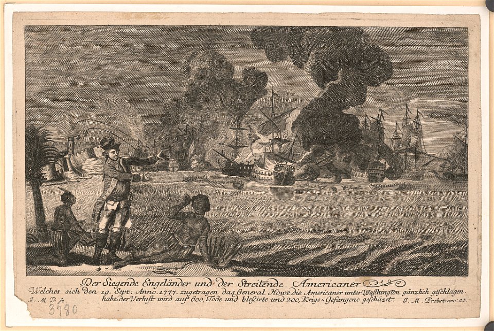 Der Siegende Engelan̈der und der Streitende Americaner Welches sich den 19. Sept- Anno. 1777 ... - J.M.P. sc. ; J.M. Probst exc. A.P. LCCN2004673318