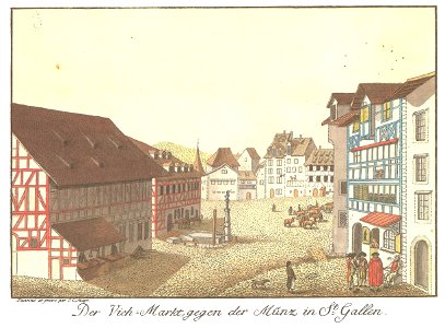Der Vieh-Markt gegen der Münz in St. Gallen