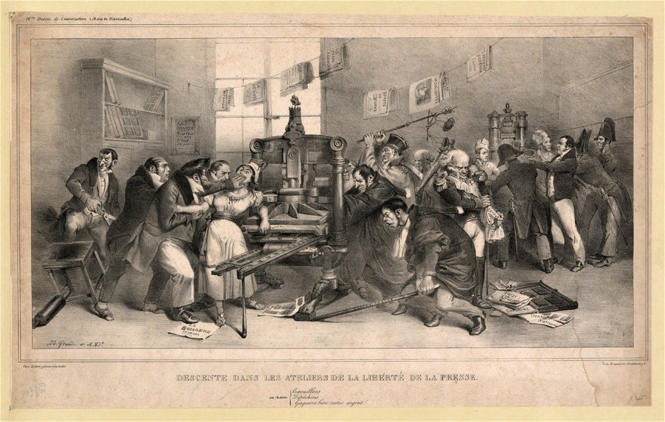 Descente dans les ateliers de la liberté de la presse - J.J. Grandv. et A. Dt. ; l. de Becquet, rue furstemberg 6. LCCN2007677534