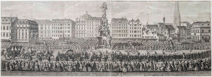 Der Zug von Hof nach St. Stephans Thom Kirchen Wien 1740