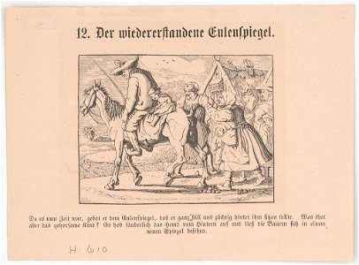 Der wiedererstandene Eulenspiegel Da es nun Zeit war, gebot er dem Eulenspiegel, dass er ganz-still und züchtig hinter ihm sitzen sollte. LCCN2017660120