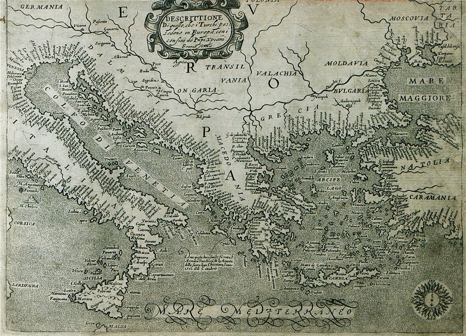 Descrittione di quello , che I Turchi possedono on Europa, coni confini Pupixpiani Franco forma - Rosaccio Giuseppe - 1598