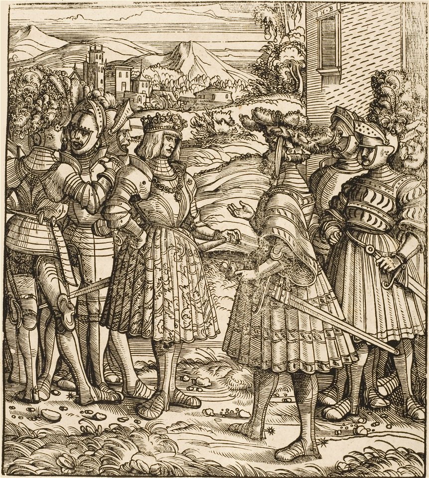 Der Weisskunig 58 Detail Maximilian talking to German knights