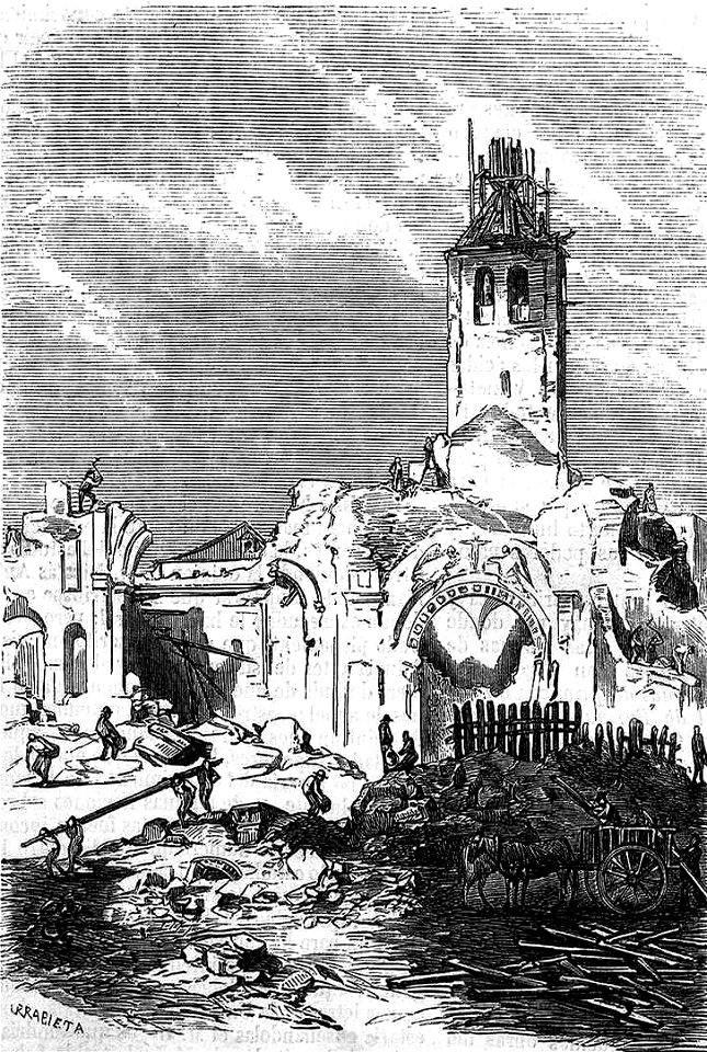 Derribo de los templos, Madrid, de Urrabieta (cropped). Iglesia de Santa María de la Almudena