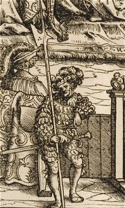 Der Weisskunig 87 Detail Lone Landsknecht guard