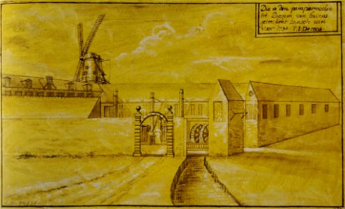 Derons, Papiermolen van Pieter-Jan Bauwens in Diegem, 1734 (KBR)