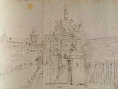 Derons (attr.), Camberscheport (detail) (privé) - Naamsepoort en Karmelietenkerk