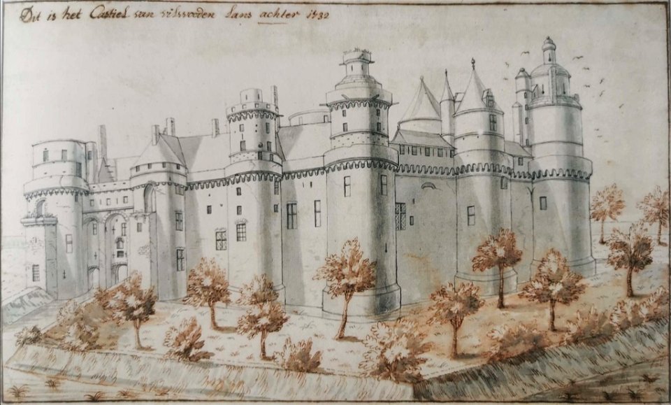 Derons (attr.), Het kasteel van Vilvoorde lang achter, 1732 (KBR)