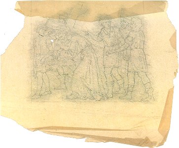 Design for a Simon of Cyrene helps Jesus carry the cross by Kunstwerkplaatsen Cuypers & Co. Cuypershuis 0682w