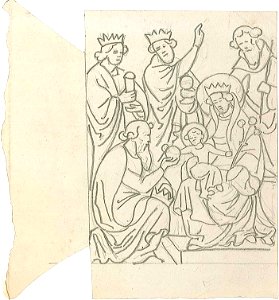 Design for an Adoration of the Magi by Kunstwerkplaatsen Cuypers & Co. Cuypershuis 0682w. Free illustration for personal and commercial use.