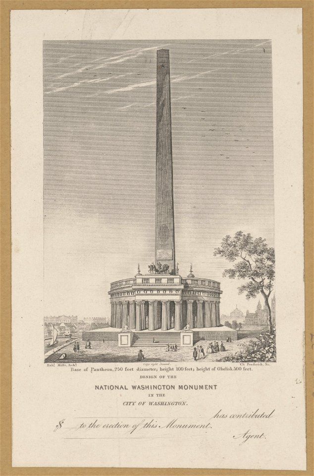Design of the National Washington Monument in the City of Washington - Robt. Mills, archt. ; Ch. Fenderich sc. LCCN2003656330