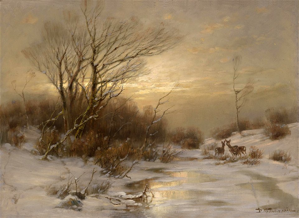 Desiré Thomassin Rehe in Winterlandschaft