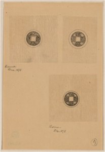 Design drawings for circular coins with square hole in center LCCN2009630077