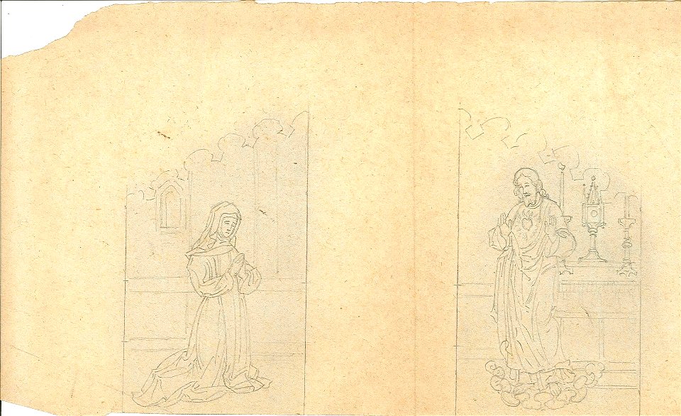 Design for a Female Saint and a Sacred Heart by Kunstwerkplaatsen Cuypers & Co. Cuypershuis 0682d