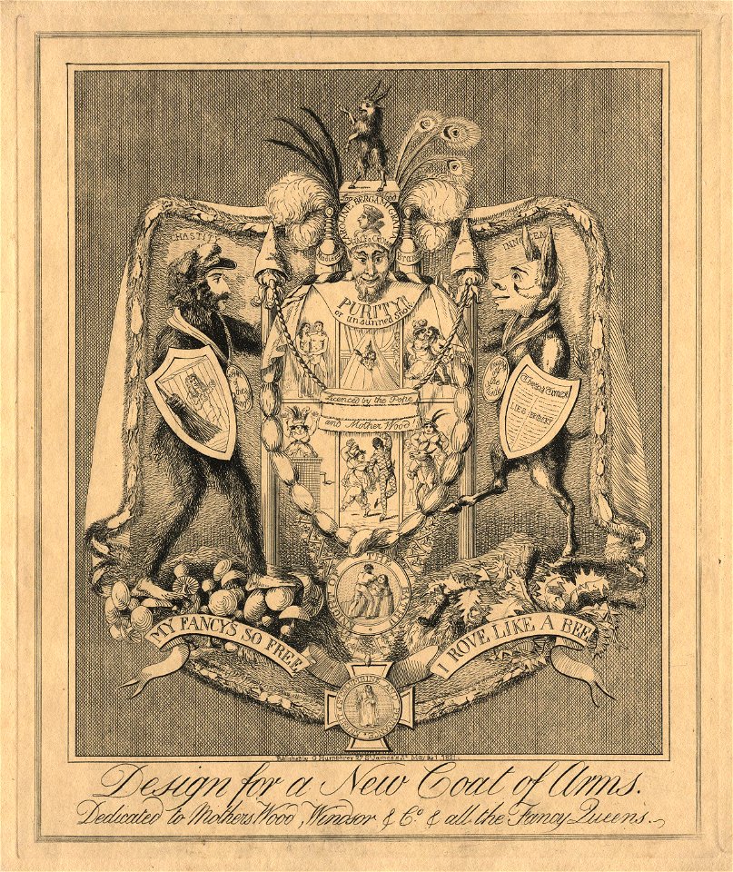Design for a New Coat of Arms. Dedicated to Mothers Wood, Windsor & Co. & all the Fancy Queens. by George Humphrey