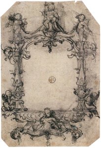 Design for a Frame, by Hans Holbein the Younger. Free illustration for personal and commercial use.