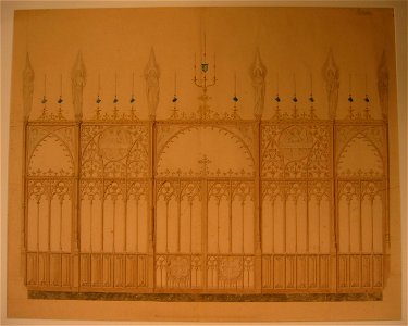 Design for a rood screen in the Sint-Barbarakerk in Breda by Pierre Cuypers Cuypershuis 0548. Free illustration for personal and commercial use.