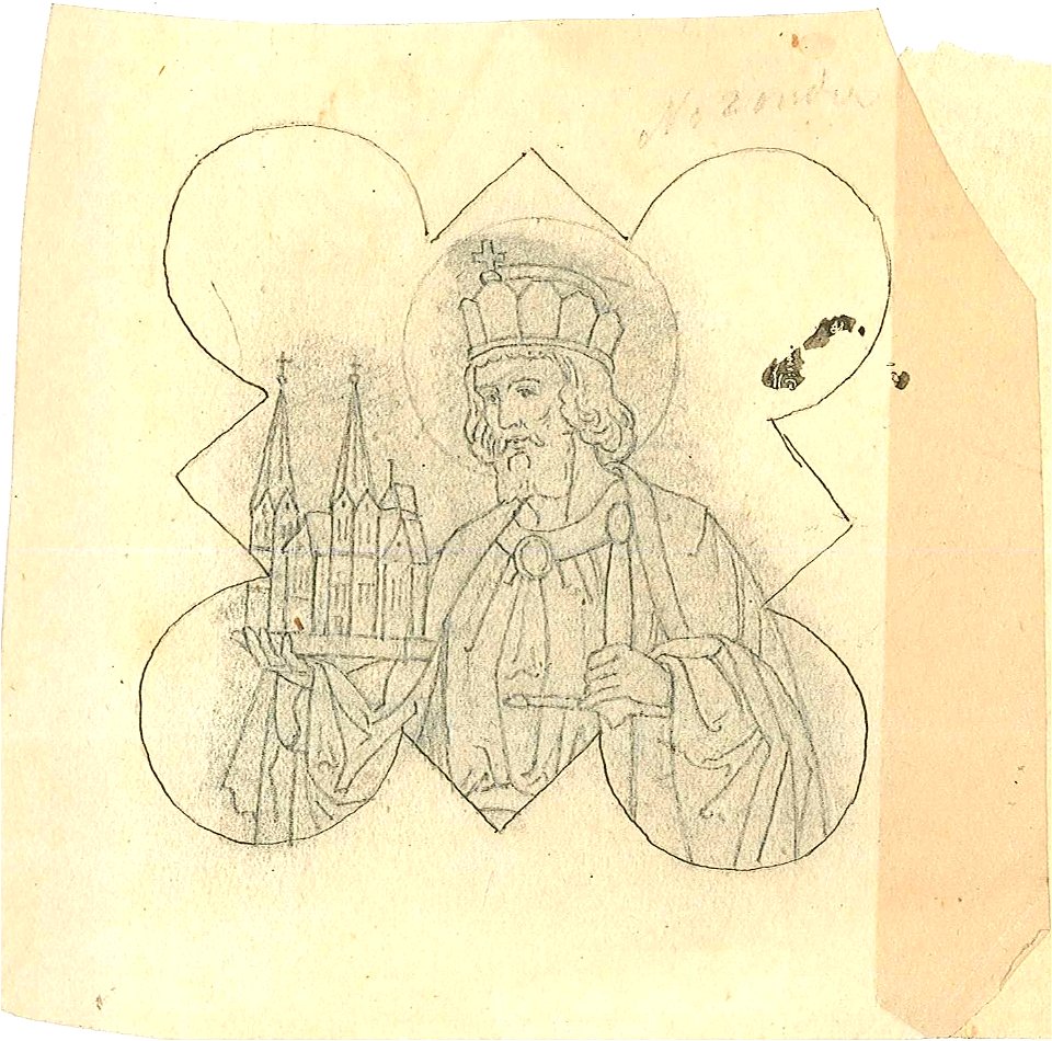 Design for a King Saint, possibly Charles the Great by Kunstwerkplaatsen Cuypers & Co. Cuypershuis 0682r