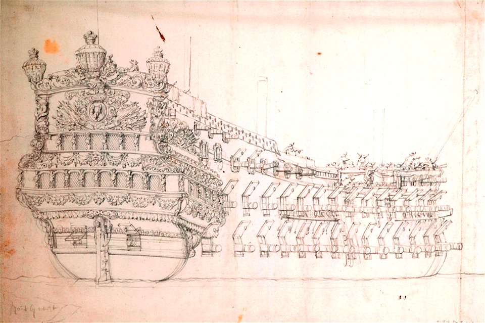 Dessin présumé du vaisseau le Superbe vers 1673