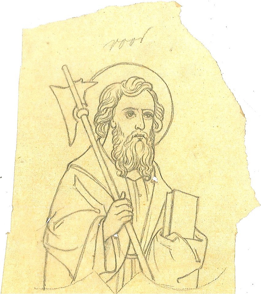 Design for a Saint, possibly Saint Thomas by Kunstwerkplaatsen Cuypers & Co. Cuypershuis 0682l