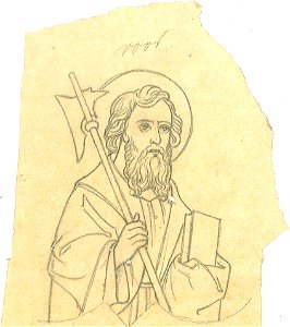 Design for a Saint, possibly Saint Thomas by Kunstwerkplaatsen Cuypers & Co. Cuypershuis 0682l