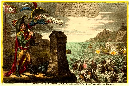 Destruction of the French gun-boats- or- Little Bonney & his Friend Talley in high Glee. (BM 1868,0808.7215)