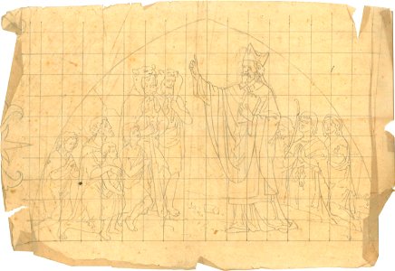 Design for a Bishop Saint Evangelizing the Pagans by Kunstwerkplaatsen Cuypers & Co. Cuypershuis 0682x