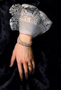Detail hand with cuff of Oopjen Coppit by Rembrandt. Free illustration for personal and commercial use.