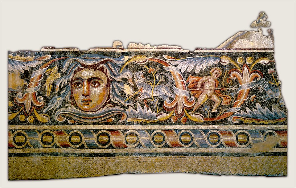 Detail of a mosaic floor from the triclinium (dining room) of a Roman villa - Google Art Project