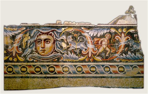 Detail of a mosaic floor from the triclinium (dining room) of a Roman villa - Google Art Project