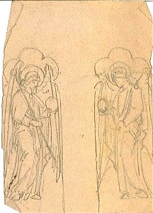 Design for Two Angels inside a Gothic Framework by Kunstwerkplaatsen Cuypers & Co. Cuypershuis 0682g