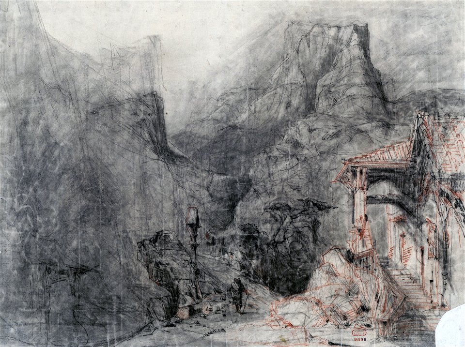 Design sketch 122 by Charles Cambon for 'Le Vaisseau fantôme' by Dietsch 1842 - Gallica 2008 (cropped, adjusted)
