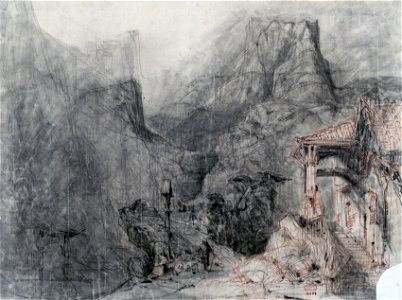 Design sketch 122 by Charles Cambon for 'Le Vaisseau fantôme' by Dietsch 1842 - Gallica 2008 (cropped, adjusted)