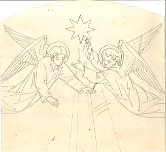 Design for two Angels with the Star of Bethlehem by Kunstwerkplaatsen Cuypers & Co. Cuypershuis 0682g. Free illustration for personal and commercial use.