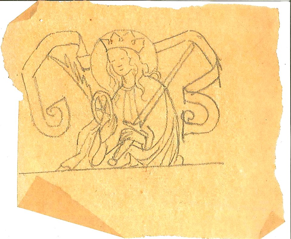 Design for a Saint Catharine with a Speech Scroll by Kunstwerkplaatsen Cuypers & Co. Cuypershuis 0682d