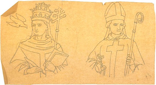 Design for a Saint Gregory the Great and a Bishop Saint by Kunstwerkplaatsen Cuypers & Co. Cuypershuis 0682v