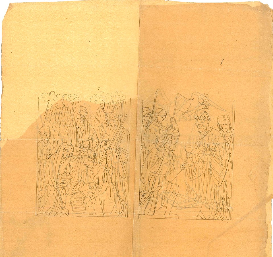 Designs for Two Religious Scenes by Kunstwerkplaatsen Cuypers & Co. Cuypershuis 0682x