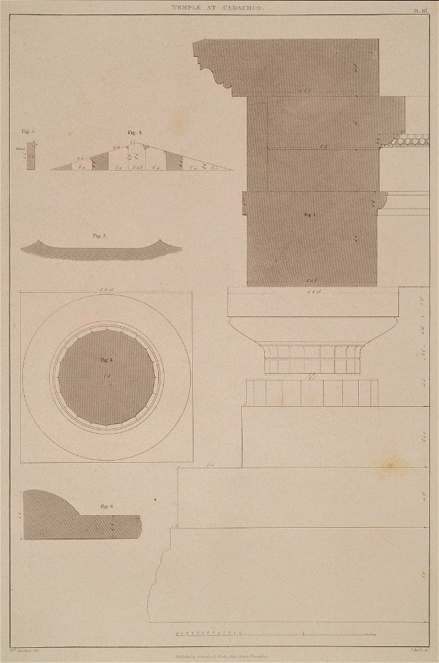 Details of the Order Fig 1- Elevation of the capital of the column and a section of the entablature restored from existi - Cockerell Charles Robert Kinnard William Donaldsonthomas Leverton Jenkins William Railton William - 1830