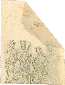 Design for an Adoration of the Magi by Kunstwerkplaatsen Cuypers & Co. Cuypershuis 0682u. Free illustration for personal and commercial use.