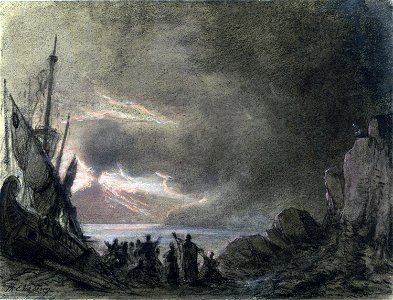 Design sketch for Act4 tableau2 of 'Le dernier jour de Pompéï' by Joncières - Gallica