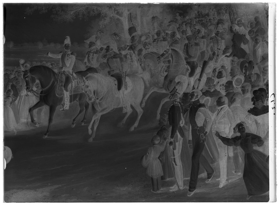 Detalj trupprevy på Ladugårdsgärde (KXIVJ), C S Bennet. Drottningholm - Livrustkammaren - 69442-negative