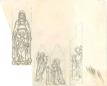 Designs for three Religious Scenes by Kunstwerkplaatsen Cuypers & Co. Cuypershuis 0682x