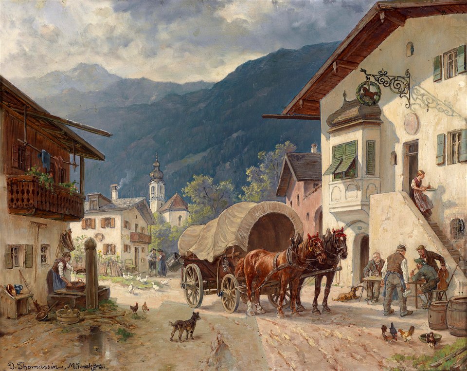 Desire Thomassin Rast vor dem Wirtshaus