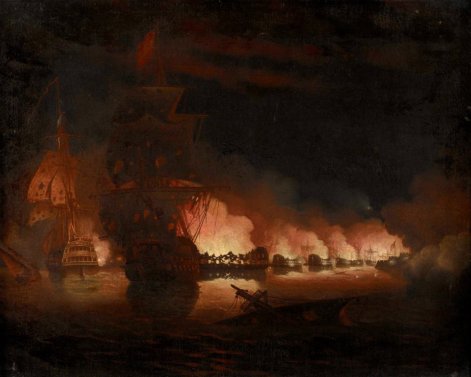 Destruction of the floating batteries at Gibraltar, 13 September 1782 RMG BHC0452