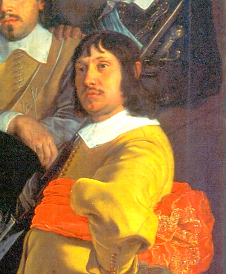 Detail from The celebration of the peace of Münster, 18 June 1648, in the headquarters of the crossbowmen's civic guard (St George guard), Amsterdam - Bartholomeus van der Helst - 02