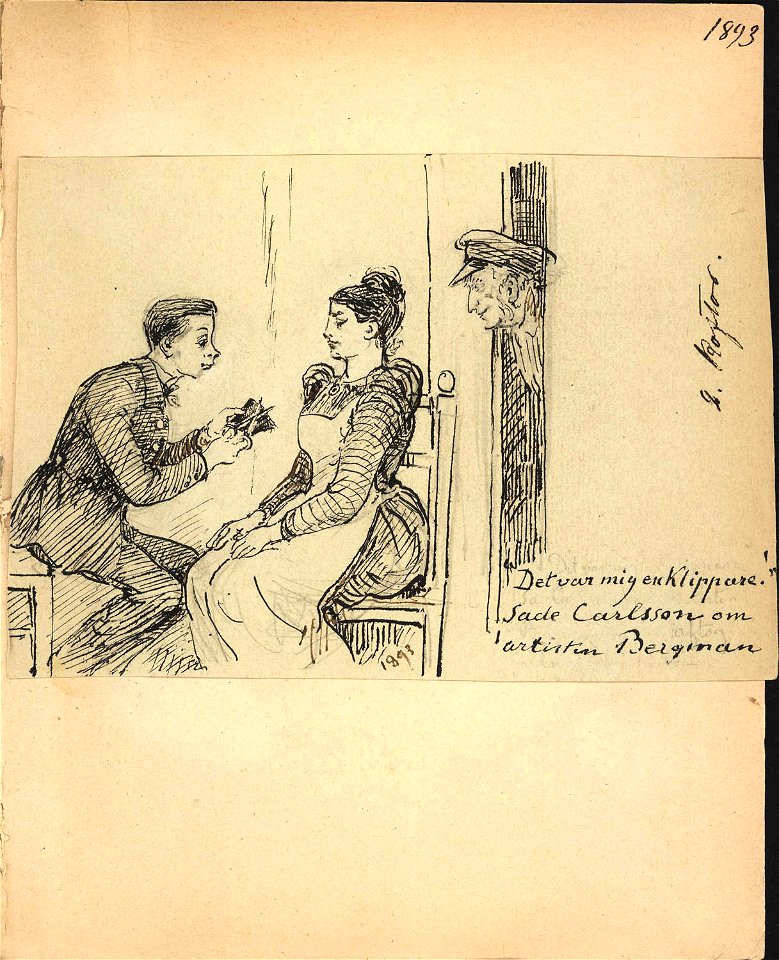 Det var mig en Klippare sa Carlsson om artisten Bergman. 2 koftor 1893. Fritz von Dardel - Nordiska Museet - NMA.0035979