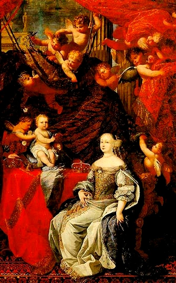 Detail of an allegorical painting of the Duchess of Savoy with her son the future Vittorio Amedeo II